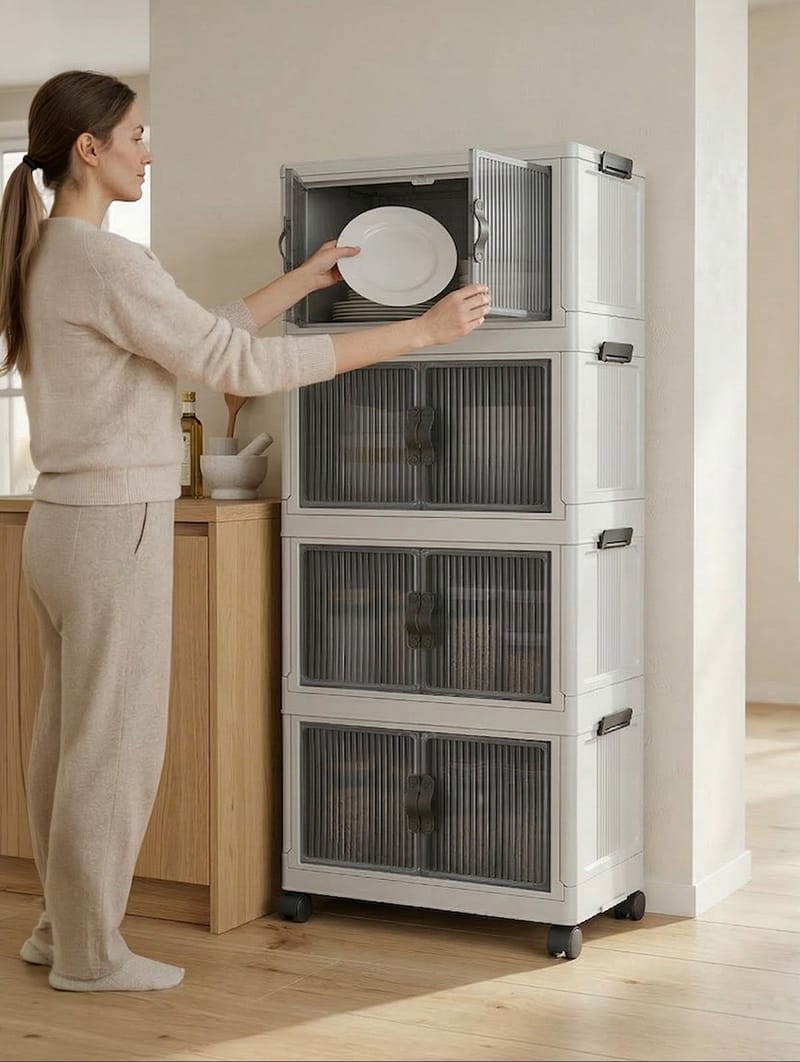 Flerbruks skap Hanah Home Lavine 127 (56 x 127 x 56 cm) Hvit - Oppbevaring - Skap - Oppbevaringsskap - Omkledningsskap