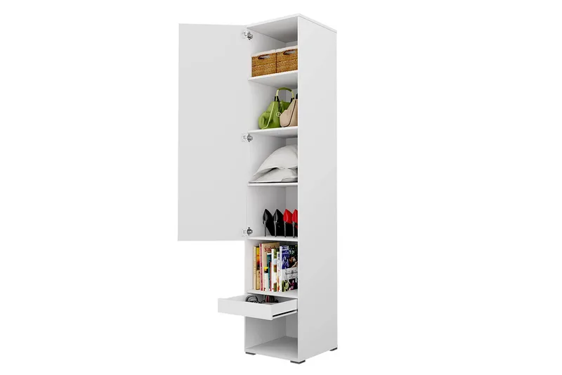 Förvaringsskåp White High gloss 45x46x217 - Oppbevaring - Skap - Oppbevaringsskap