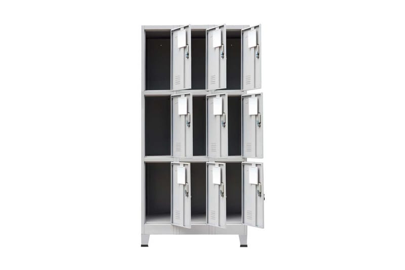 Garderobeskap med 9 rom stål 90x45x180 cm grå - Omkledningsskap