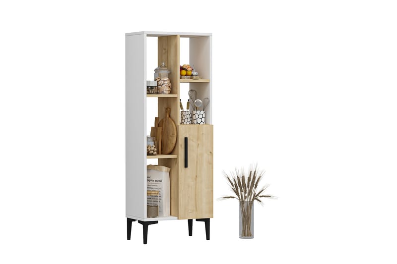 Glascote Highboard 50x30 cm - Blå/Natur/Hvit - Oppbevaring - Skap - Oppbevaringsskap