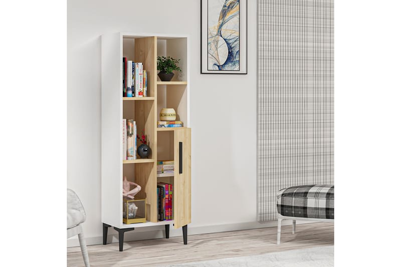 Glascote Highboard 50x30 cm - Blå/Natur/Hvit - Oppbevaring - Skap - Oppbevaringsskap