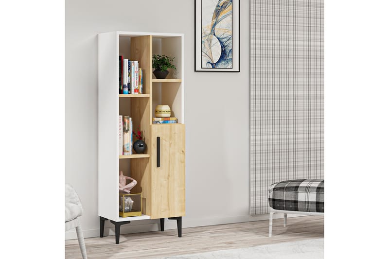 Glascote Highboard 50x30 cm - Blå/Natur/Hvit - Oppbevaring - Skap - Oppbevaringsskap