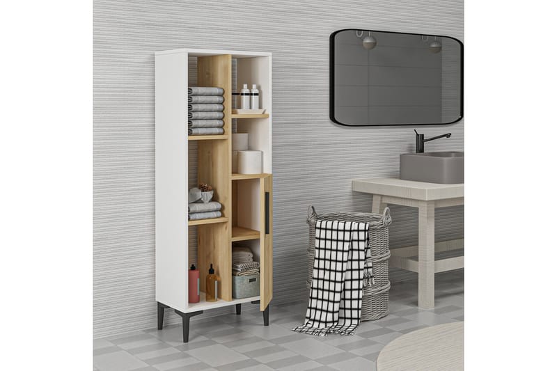Glascote Highboard 50x30 cm - Blå/Natur/Hvit - Oppbevaring - Skap - Oppbevaringsskap