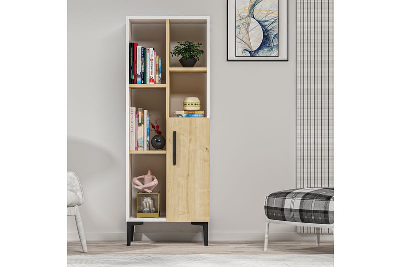 Glascote Highboard 50x30 cm - Blå/Natur/Hvit - Oppbevaring - Skap - Oppbevaringsskap
