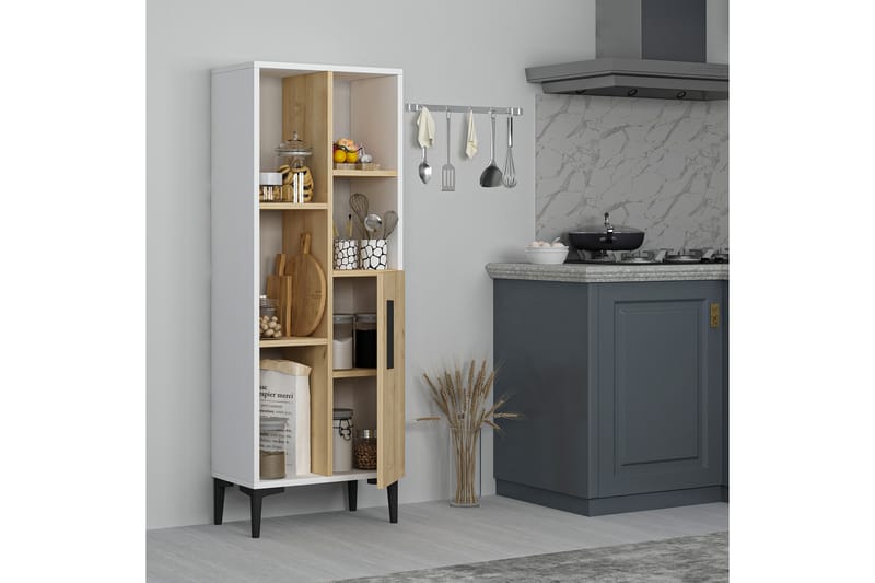 Glascote Highboard 50x30 cm - Blå/Natur/Hvit - Oppbevaring - Skap - Oppbevaringsskap