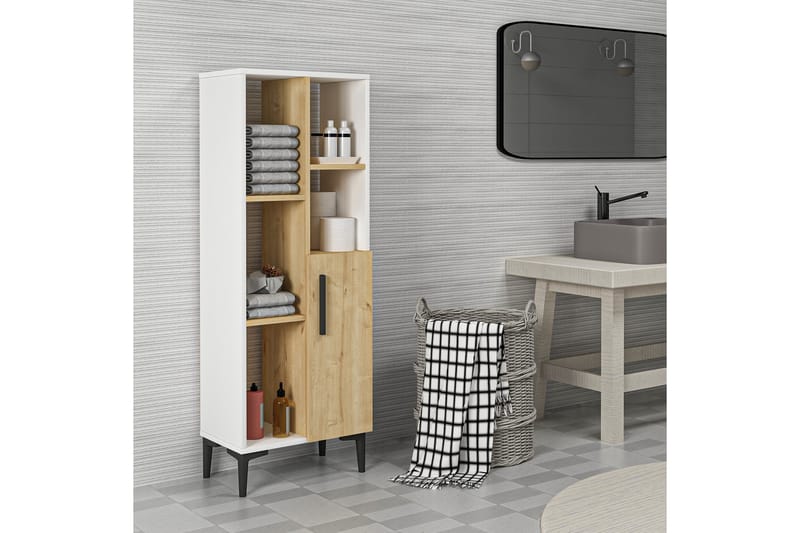 Glascote Highboard 50x30 cm - Blå/Natur/Hvit - Oppbevaring - Skap - Oppbevaringsskap
