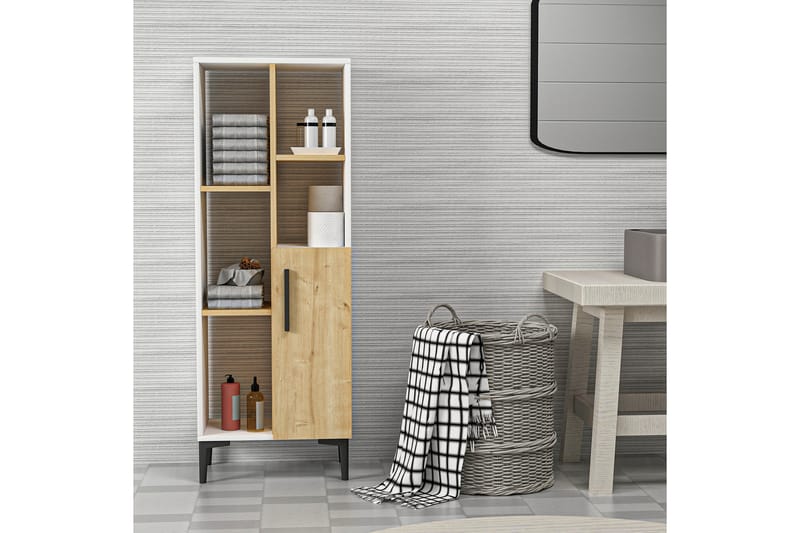 Glascote Highboard 50x30 cm - Blå/Natur/Hvit - Oppbevaring - Skap - Oppbevaringsskap