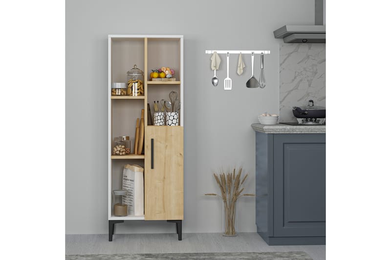 Glascote Highboard 50x30 cm - Blå/Natur/Hvit - Oppbevaring - Skap - Oppbevaringsskap