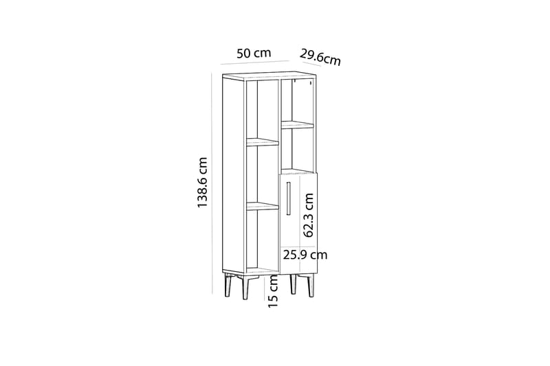 Glascote Highboard 50x30 cm - Blå/Natur/Hvit - Oppbevaring - Skap - Oppbevaringsskap