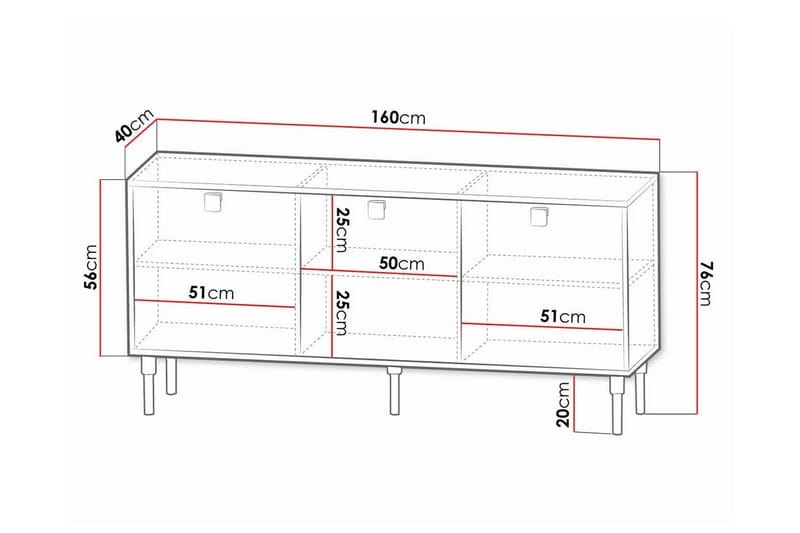 Glenndale Highboard - Hvid - Oppbevaring - Skap - Oppbevaringsskap