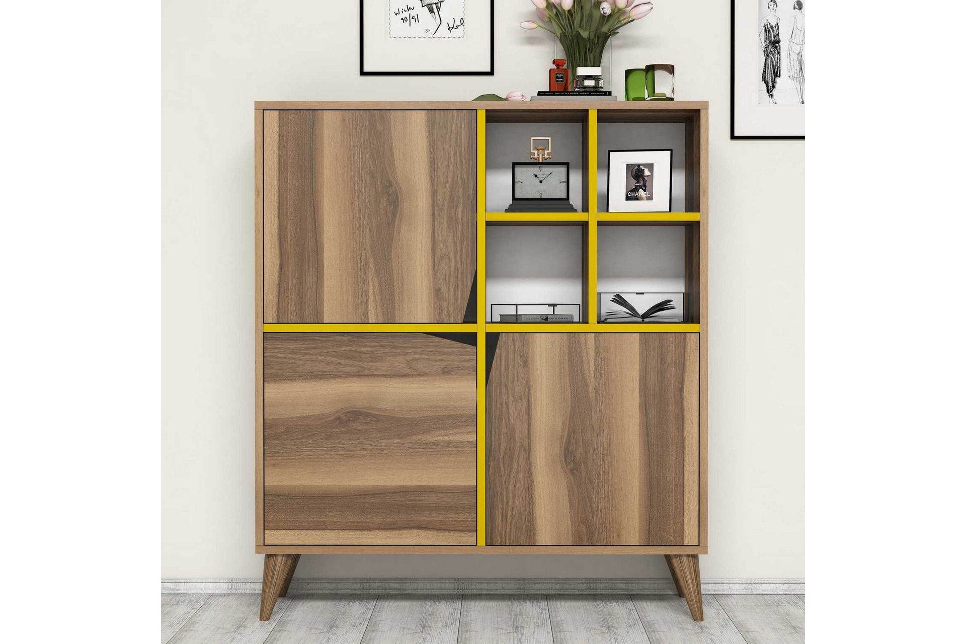 Hovdane Klesskap 100 cm - Brun/Gul