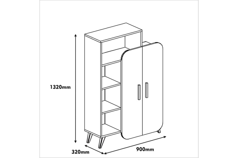 Hovdane Klesskap 90 cm - Brun/Gul - Oppbevaring - Skap - Oppbevaringsskap