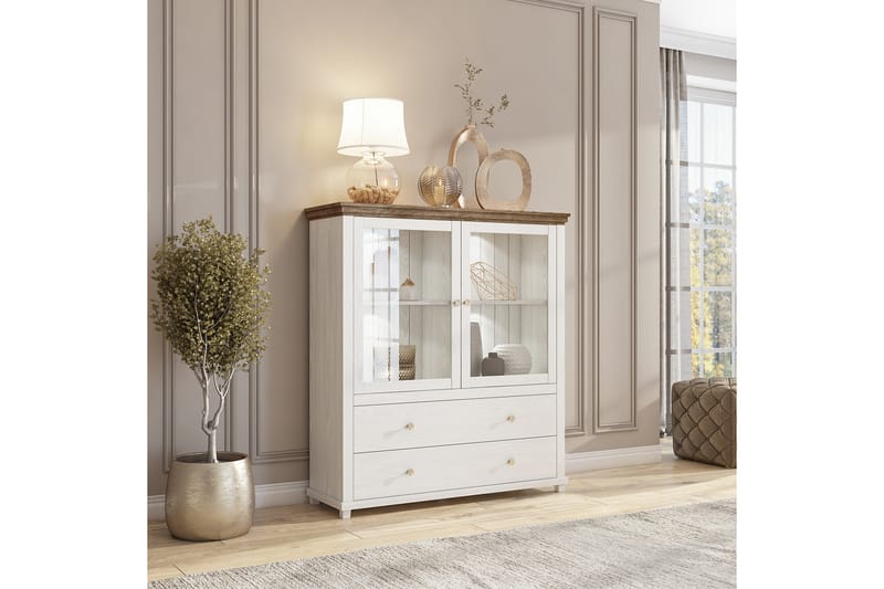 Ivreri Highboard 42x126 cm - Hvit/Natur - Oppbevaring - Skap - Oppbevaringsskap