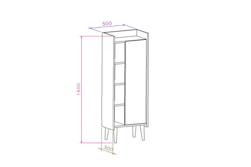 Keachi Highboard 50x30 cm - Mørkebrun/Antrasitt - Oppbevaring - Skap - Oppbevaringsskap