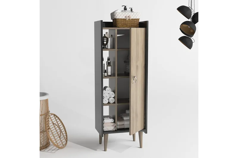 Keachi Highboard 50x30 cm - Mørkebrun/Antrasitt - Oppbevaring - Skap - Oppbevaringsskap