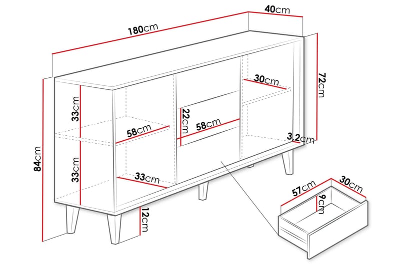Kintore Highboard - Brun - Oppbevaring - Skap - Oppbevaringsskap