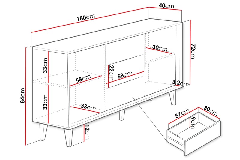 Kintore Highboard - Brun - Oppbevaring - Skap - Oppbevaringsskap