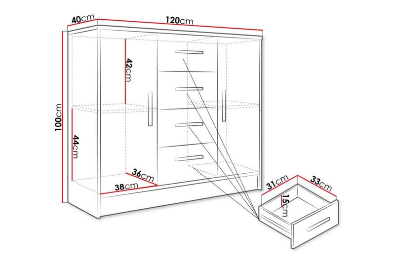 Kintore Highboard - Hvid - Oppbevaring - Skap - Oppbevaringsskap