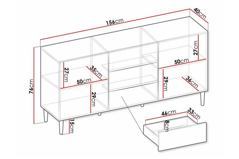 Kintore Highboard - Svart - Oppbevaring - Skap - Oppbevaringsskap