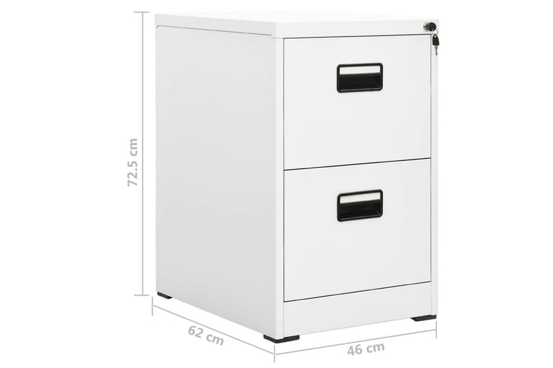 Arkivskap 46x62x72,5 cm stål hvit - Hvit - Oppbevaring - Skap - Oppbevaringsskap - Kontorskap - Dokumentskap