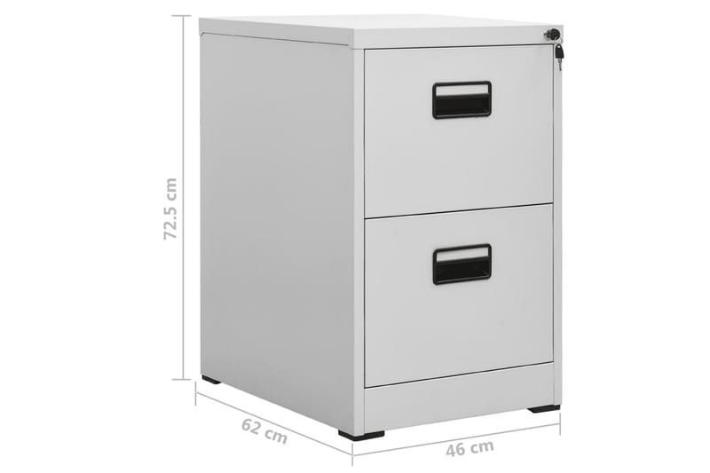 Arkivskap 46x62x72,5 cm stål lysegrå - Grå - Dokumentskap - Kontormøbler
