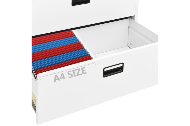Arkivskap 90x46x134 cm stål hvit - Hvit - Oppbevaring - Skap - Oppbevaringsskap - Kontorskap - Dokumentskap