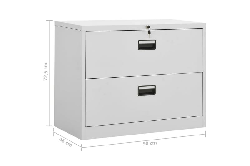 Arkivskap 90x46x72,5 cm stål lysegrå - Grå - Dokumentskap - Kontormøbler