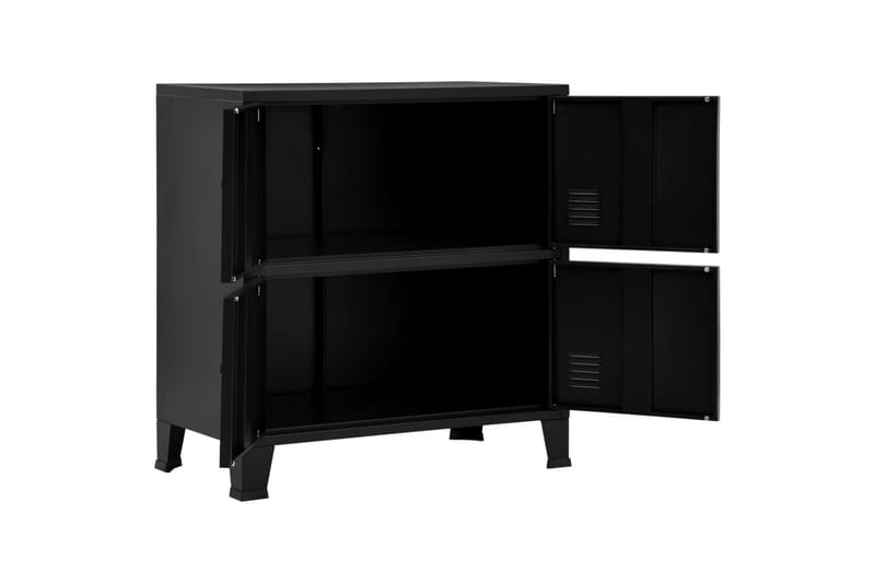 Arkivskap med 4 dører industrielt svart 75x40x80 cm stål - Oppbevaring - Skap - Oppbevaringsskap - Kontorskap - Arkivskap & hengemappeskap