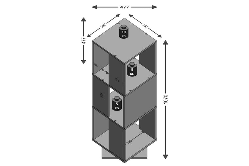 FMD Roterende arkivskap åpen 34x34x108 cm betonggrå - Oppbevaring - Skap - Oppbevaringsskap - Kontorskap - Arkivskap & hengemappeskap