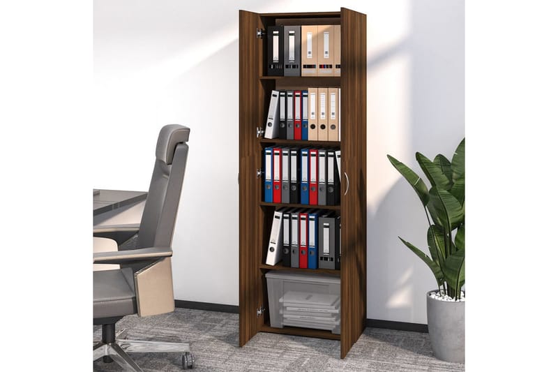 beBasic Kontorskap brun eik 60x32x190 cm konstruert tre - Brun - Oppbevaring - Skap - Oppbevaringsskap - Kontorskap - Arkivskap & hengemappeskap