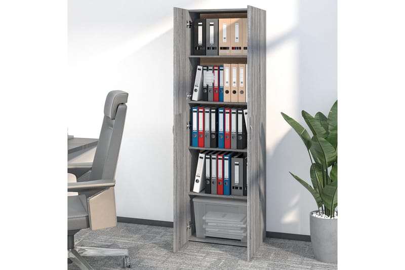 beBasic Kontorskap grå sonoma 60x32x190 cm konstruert tre - GrÃ¥ - Oppbevaring - Skap - Oppbevaringsskap - Kontorskap - Arkivskap & hengemappeskap