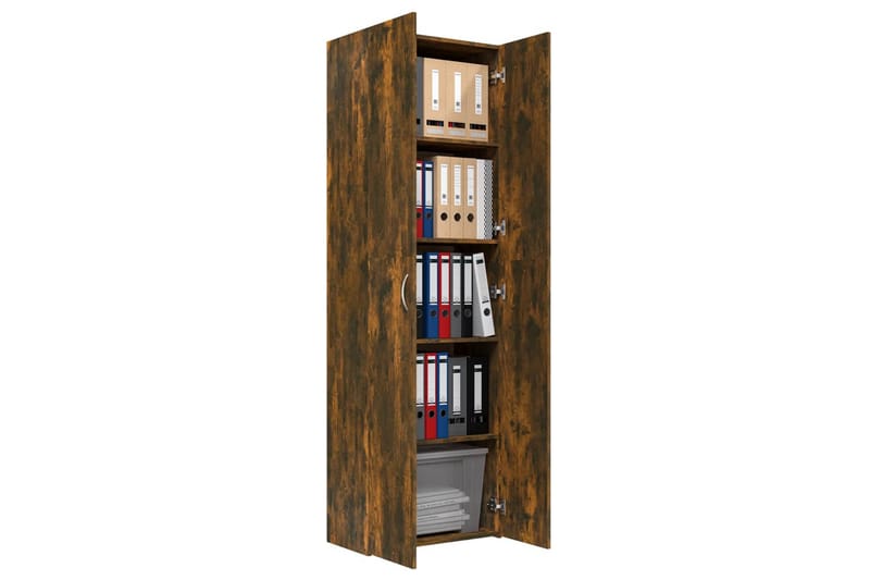 beBasic Kontorskap røkt eik 60x32x190 cm konstruert tre - Brun - Oppbevaring - Skap - Oppbevaringsskap - Kontorskap - Arkivskap & hengemappeskap
