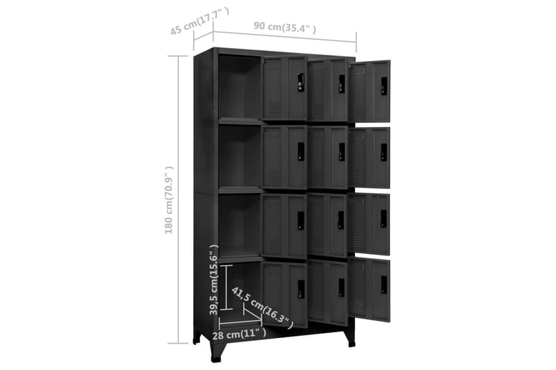 beBasic Oppbevaringsskap antrasitt 90x45x180 cm stål - AntrasittgrÃ¥ - Oppbevaring - Skap - Oppbevaringsskap - Kontorskap - Dokumentskap