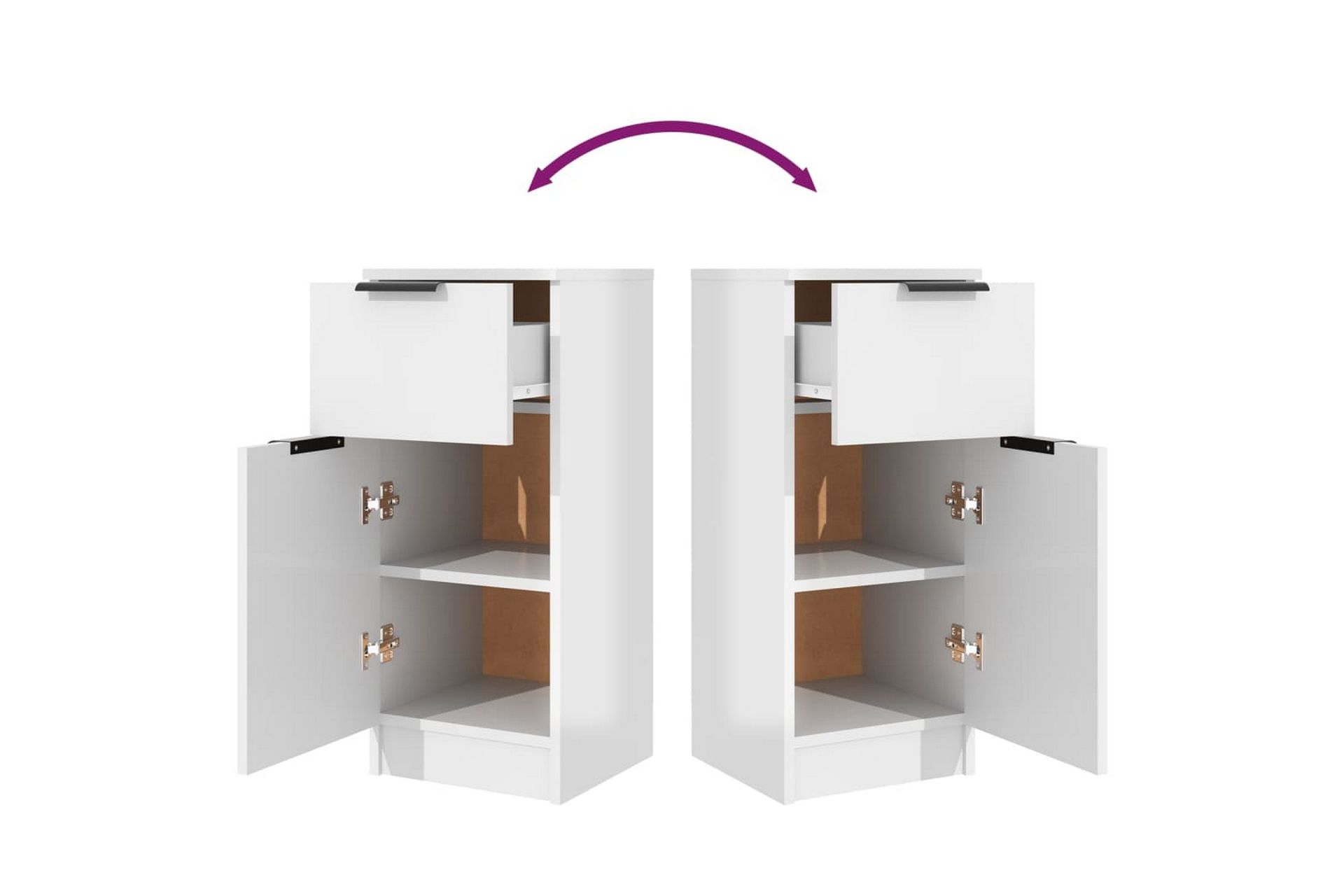 beBasic Skjenk høyglans hvit 30x30x70 cm konstruert tre - Hvit - Oppbevaring - Skap - Oppbevaringsskap - Kontorskap - Dokumentskap