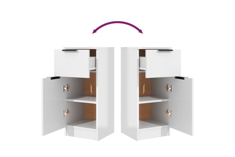 beBasic Skjenk høyglans hvit 30x30x70 cm konstruert tre - Hvit - Oppbevaring - Skap - Oppbevaringsskap - Kontorskap - Dokumentskap