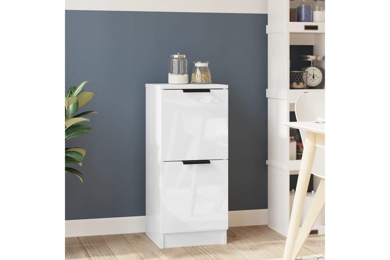 beBasic Skjenk høyglans hvit 30x30x70 cm konstruert tre - Hvit - Oppbevaring - Skap - Oppbevaringsskap - Kontorskap - Dokumentskap