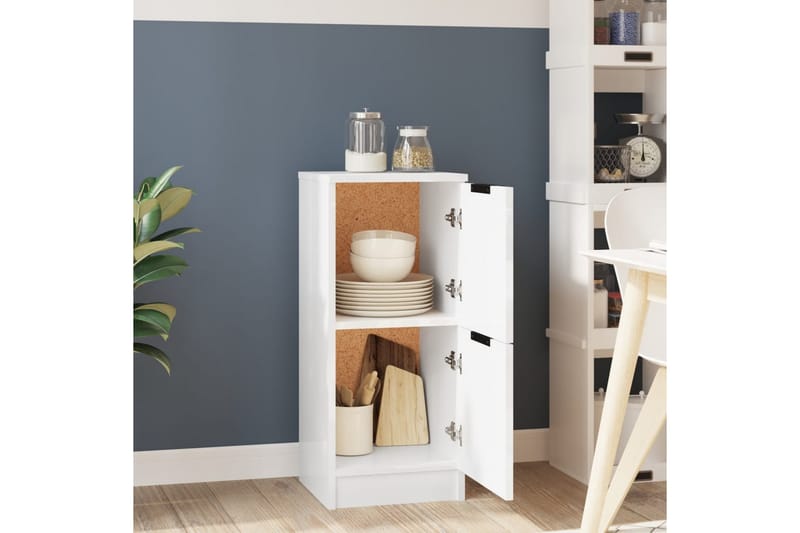beBasic Skjenk høyglans hvit 30x30x70 cm konstruert tre - Hvit - Oppbevaring - Skap - Oppbevaringsskap - Kontorskap - Dokumentskap