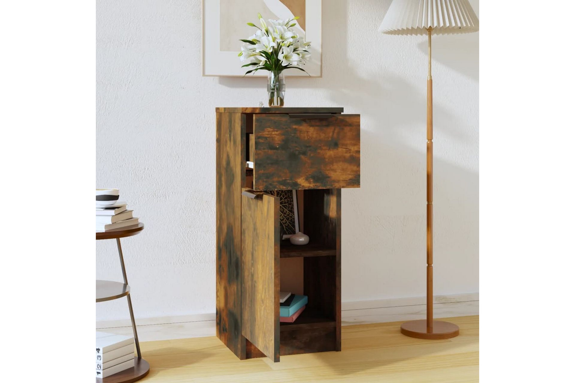 beBasic Skjenk røkt eik 30x30x70 cm konstruert tre - Brun - Oppbevaring - Skap - Oppbevaringsskap - Kontorskap - Dokumentskap