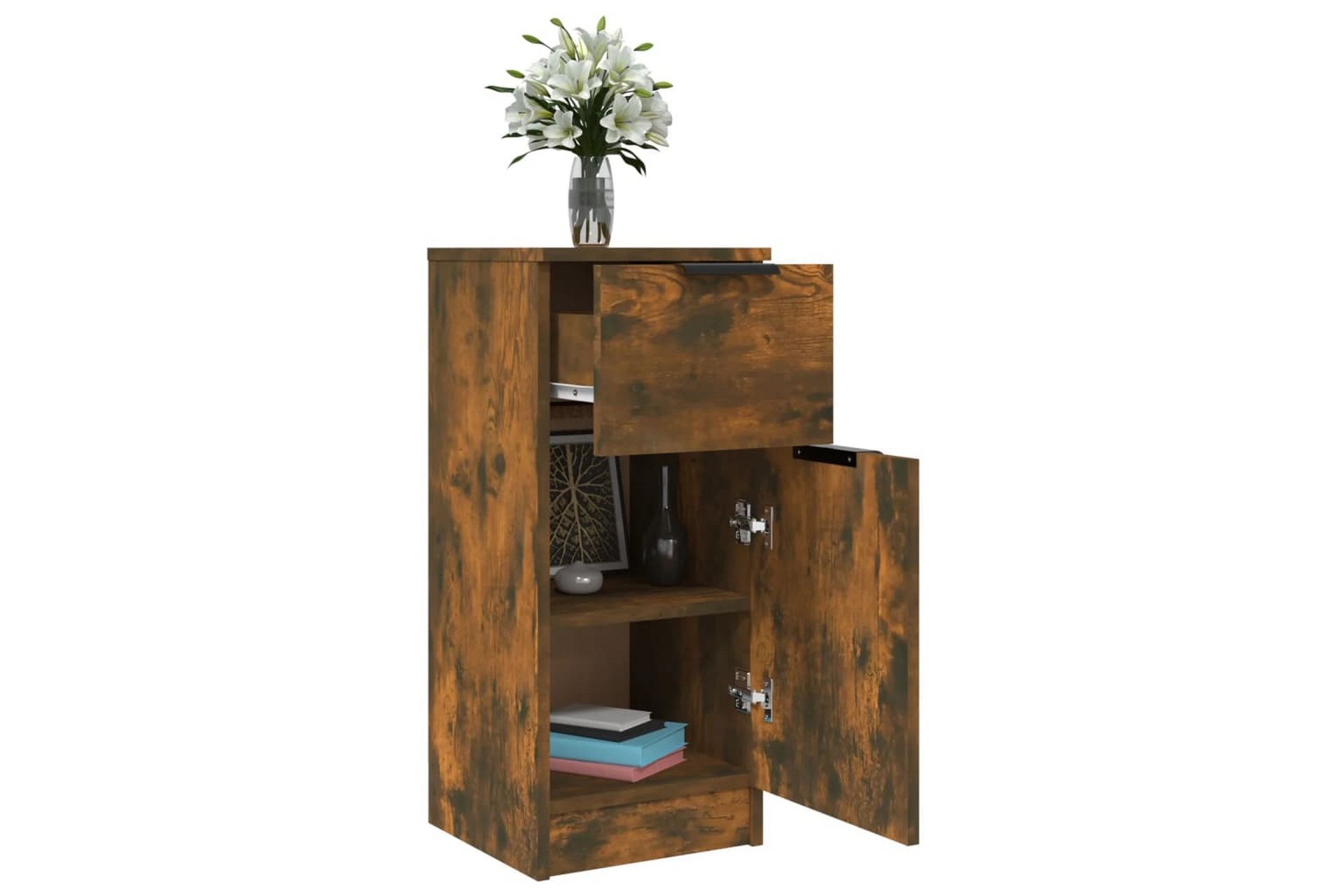 beBasic Skjenk røkt eik 30x30x70 cm konstruert tre - Brun - Oppbevaring - Skap - Oppbevaringsskap - Kontorskap - Dokumentskap