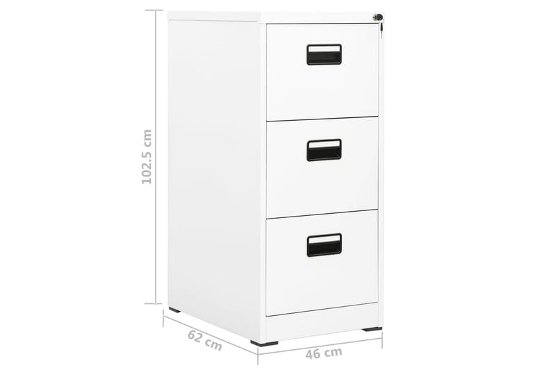 Arkivskap 46x62x102,5 cm stål hvit - Hvit - Oppbevaring - Skap - Oppbevaringsskap - Kontorskap - Dokumentskap