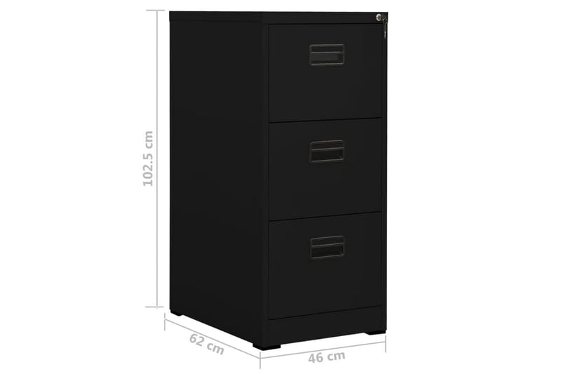 Arkivskap 46x62x102,5 cm stål svart - Svart - Oppbevaring - Skap - Oppbevaringsskap - Kontorskap - Dokumentskap