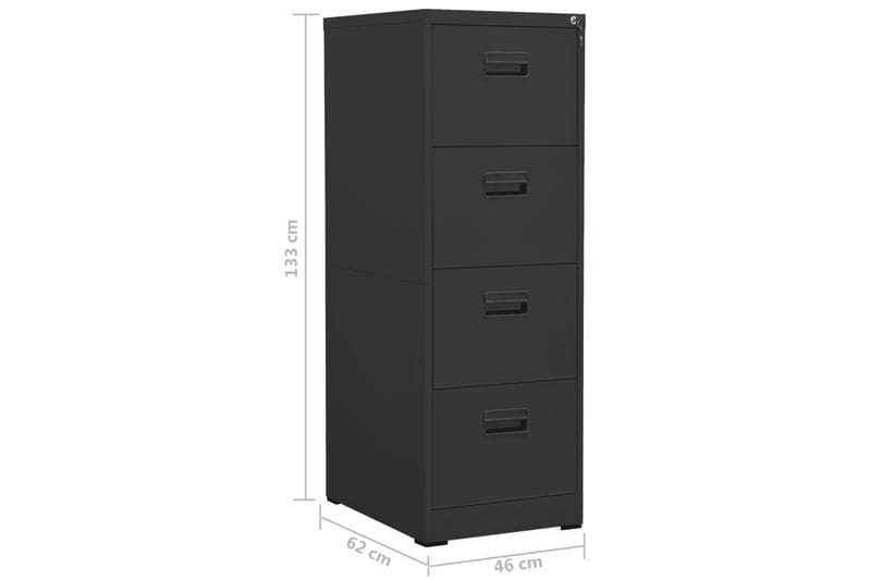 Arkivskap 46x62x133 cm stål antrasitt - Antrasittgrå - Oppbevaring - Skap - Oppbevaringsskap - Kontorskap - Dokumentskap