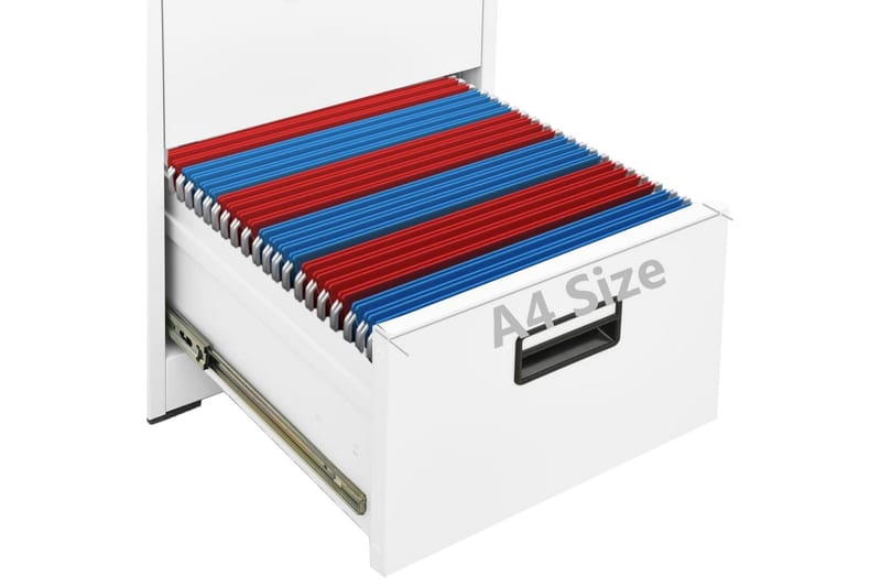 Arkivskap 46x62x133 cm stål hvit - Hvit - Oppbevaring - Skap - Oppbevaringsskap - Kontorskap - Dokumentskap