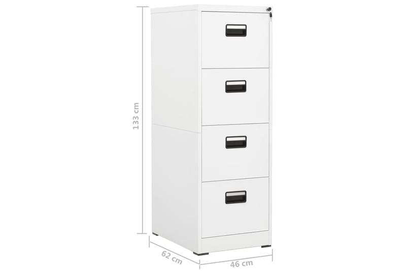 Arkivskap 46x62x133 cm stål hvit - Hvit - Oppbevaring - Skap - Oppbevaringsskap - Kontorskap - Dokumentskap