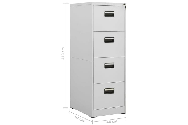 Arkivskap 46x62x133 cm stål lysegrå - Grå - Oppbevaring - Skap - Oppbevaringsskap - Kontorskap - Dokumentskap