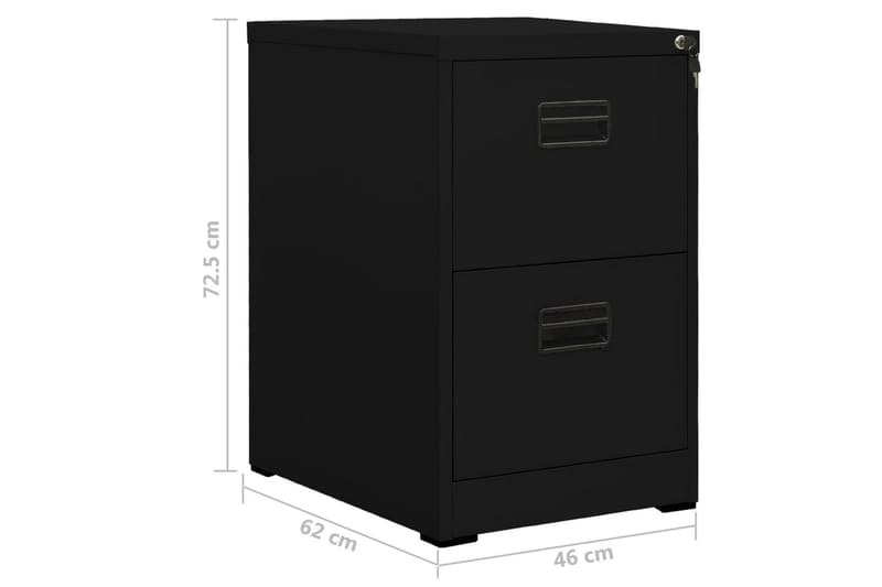 Arkivskap 46x62x72,5 cm stål svart - Svart - Dokumentskap - Kontormøbler