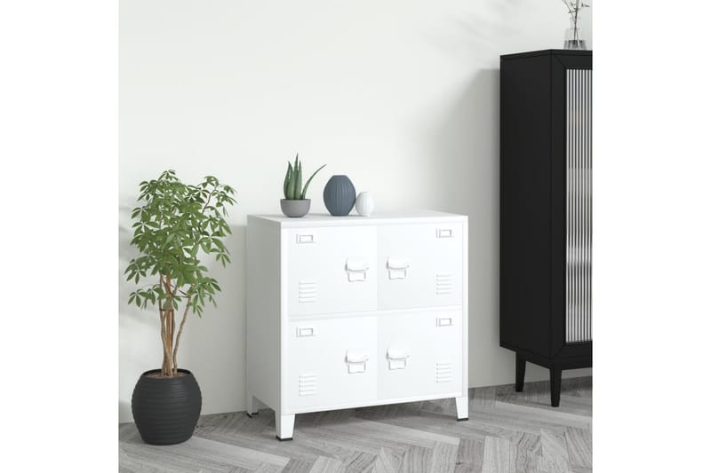 Arkivskap 75x40x80 cm stål hvit - Hvit - Oppbevaring - Skap - Oppbevaringsskap - Kontorskap - Dokumentskap