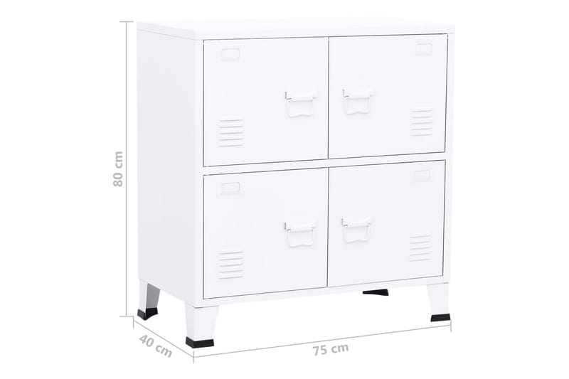 Arkivskap 75x40x80 cm stål hvit - Hvit - Oppbevaring - Skap - Oppbevaringsskap - Kontorskap - Dokumentskap