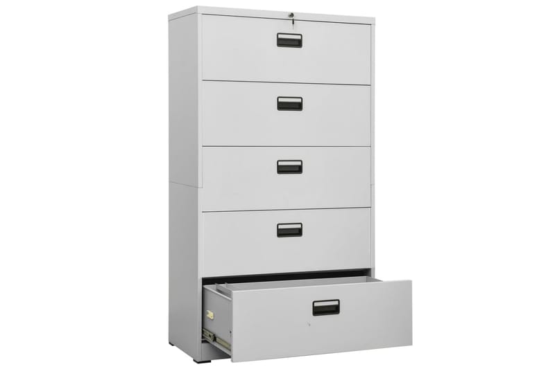 Arkivskap 90x46x164 cm stål lysegrå - Grå - Oppbevaring - Skap - Oppbevaringsskap - Kontorskap - Dokumentskap