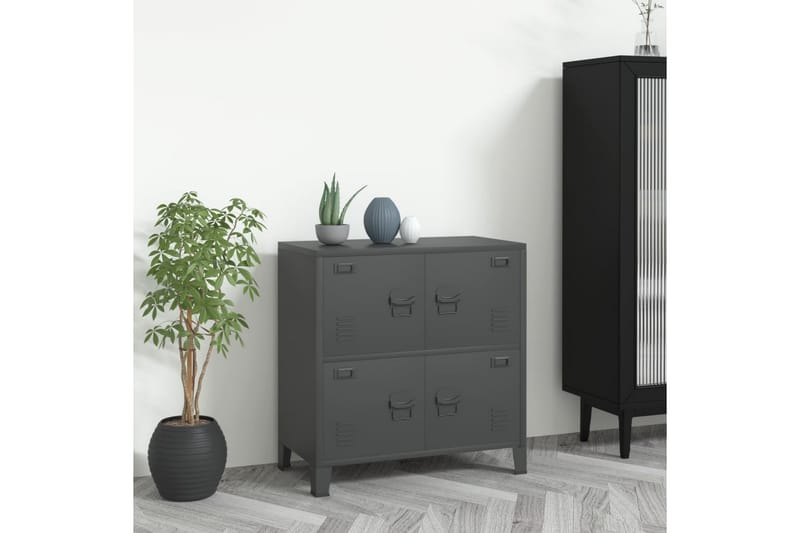 Arkivskap antrasitt 75x40x80 cm stål - Antrasittgrå - Oppbevaring - Skap - Oppbevaringsskap - Kontorskap - Dokumentskap
